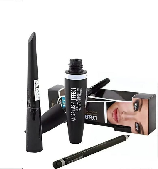 Waterproof Long Lasting 3 in 1 Mascara Eye Liner