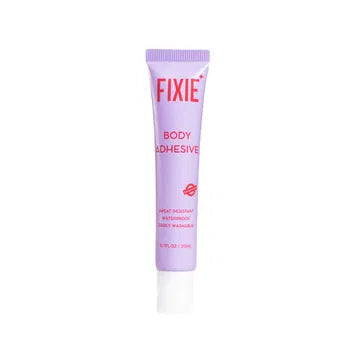 Purple tube of Fixie Body Adhesive on a white background