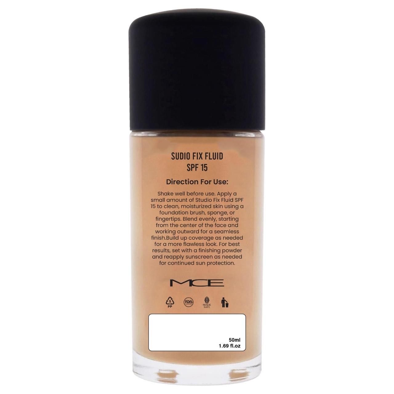 M·A·C Studio Fix Fluid SPF 15 foundation bottle on a white background